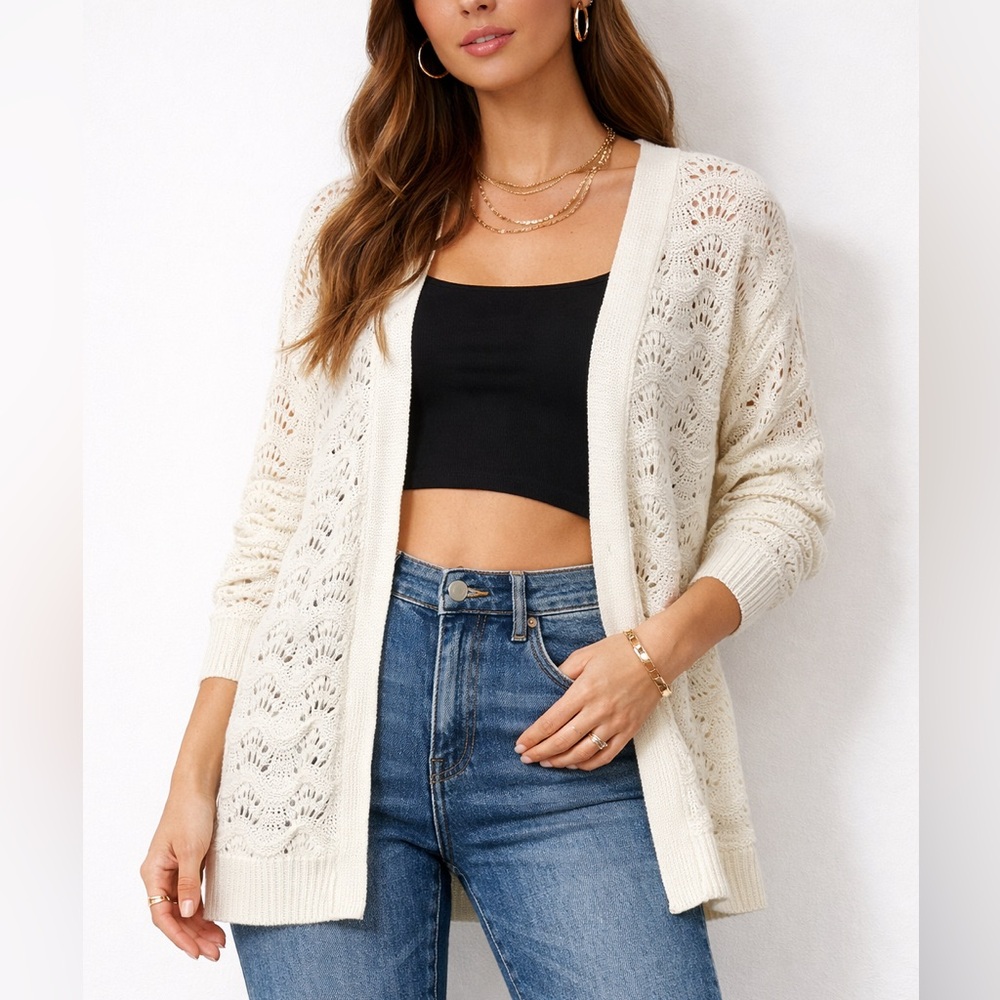 LC Lauren Conrad Cream Knit Cardigan